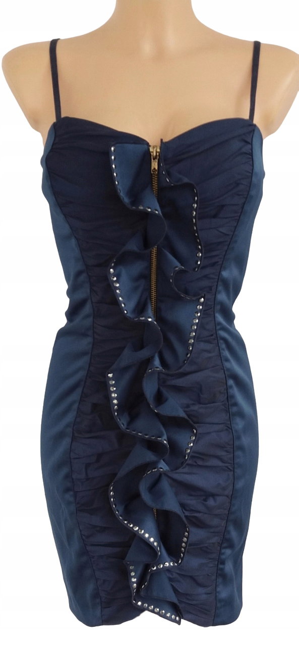 22T River Island sukienka koktajlowa glamour mini falbanki 38 M