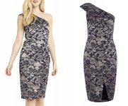 P38T Oasis Jacquard One Shoulder Dress sukienka prosta 36 S