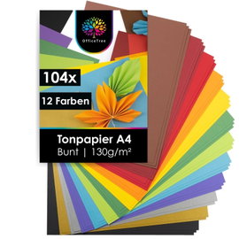 OfficeTree 104x Arkusz Papieru Rzemieślniczego Kolorowy