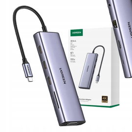 UGREEN ADAPTER 10W1 HUB USB DO 3X USB-A 3.0 HDMI VGA RJ45 SD/TF AUX 3.5MM