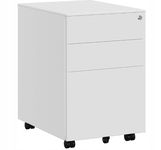 SONGMICS Stalowy kontener mobilny z 3 szufladami 39x60x52 cm OFC60WT