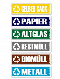 GamesMonkey - Naklejki do recyklingu odpadów 12SZT 20x6 cm