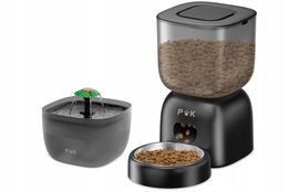 Dozownik automatycznych karm dla kota i fontanna na wodę POWYSTAWOWY