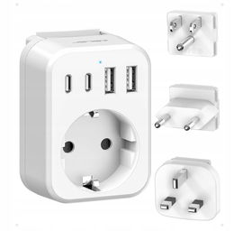 JSVER Adapter Podróżny, Międzynarodowa Wtyczka Podróżna, 4-portowy