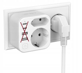 JSVER adapter zasilający gniazdo AC + USB z przełącznikiem USZKODZONY