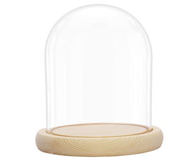 Belle Vous szklany dzwonek z naturalną drewnianą podstawą - 16,2 cm