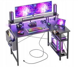 Biurko narożne BEXEVUE z listwą zasilającą LED - 120 x 70 cm, duży