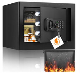 Sejf 25 l, ognioodporny z wodoszczelnym portfelem, cyfrowy sejf domowy