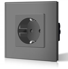 BSEED Gniazdko Schuko Gniazdo elektryczne BIAŁE Szkło kryształowe 86 mm