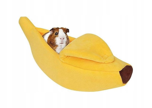 Żółte legowisko dla kota w kształcie banana, urocze legowisko 40 cm