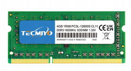 TECMIYO 4 GB 1RX8 PC3L-12800S DDR3 1600 MHz