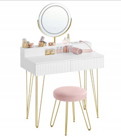 Toaletka ze stołkiem i oświetleniem VASAGLE RVT019W01 POWYSTAWOWY