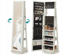 Szafka na biżuterię Szafka z lustrem 360, z zamkiem 3 w 1 SONGMICS JBC62W