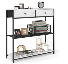 Stolik konsolowy wąski z 2 szufladami 24 x 76 x 80 cm VASAGLE LNT092W01