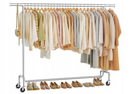 SONGMICS Wieszak na ubrania na kółkach, 45 x (160-200) x 162,9 cm HSR176E01