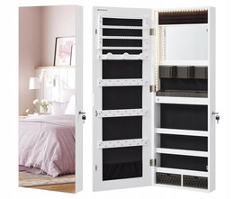 Szafka ścienna na biżuterię, organizer ze światłami LED SONGMICS JJC013W01