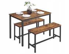 Stół jadalny z 2 ławkami, zestaw 3-częściowy, stół VASAGLE KDT070B01V1