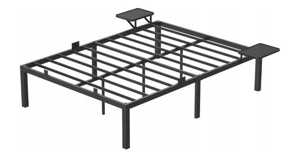 Metalowa rama łóżka 140 x 200 cm łóżko podwójne z półkami VASAGLE RMB094B01