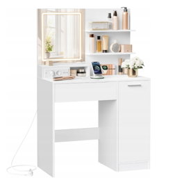 Toaletka, szafka łazienkowa z lustrem LED 80 x 132 x 40cm VASAGLE RDT138W01