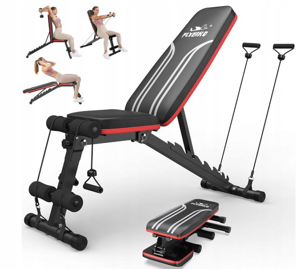 FLYBIRD Ławka Treningowa Składana 318kg Regulacja 8+3 Domowa UŻYWANY