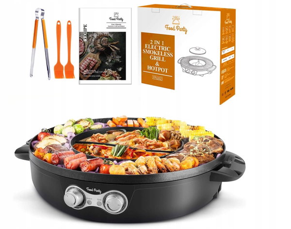 Food Party Hot Pot i grill elektryczny 2 w 1 220 V, 2200 W POWYSTAWOWY