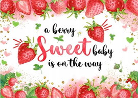WOLADA Truskawkowe tło na baby shower 210X150 CM