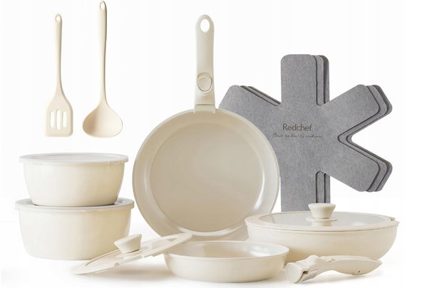 Redchef 16-cz.ceramiczny zestaw garnków i patelni POWYSTAWOWY