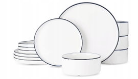 Richmount - 12-elementowy porcelanowy zestaw obiadowy dla 4 osób nowoczesny