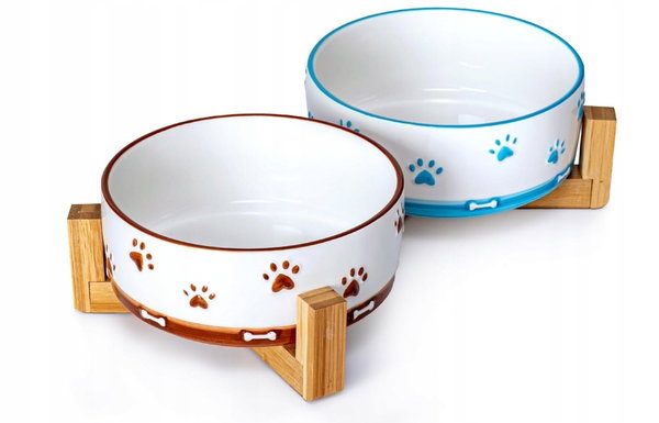 Zestaw 2 ceramicznych misek dla psów YUN TAO, 3,5 szklanki (840 ml)