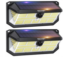 TECKNET Lampy solarne zewnętrzne, 495 diod LED, oświetlenie 300°