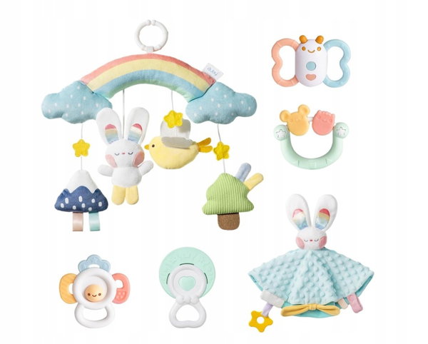 Zestaw upominkowy dla noworodka Auby Cozy Bunny - 6 w 1, uspokajający