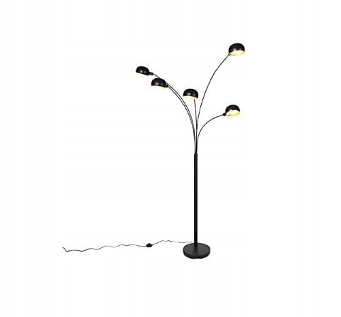 Designerska lampa podłogowa w kolorze czarnym, 5 żarówek USZKODZONY