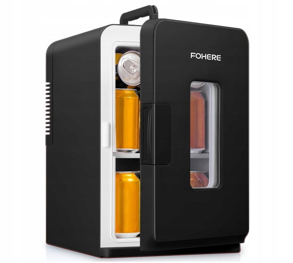 FOHERE Lodówka mini, 15 l / 21 puszek, lodówka mini do domu, 12 V DC/220 V