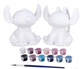 Zestaw 2 figurki Disney domalowania stitch iangel farby+pędzelek USZKODZONY