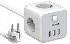 TESSAN Listwa Zasilająca Cube z 3 Gniazdami i 3 USB