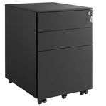 SONGMICS Stalowy kontener mobilny z 3 szufladami OFC60BK POWYSTAWOWY