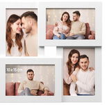 RPF25WT Songmics ramka na 4 zdjęcia, rozmiar zdjęcia 10 x 15 cm BIAŁA