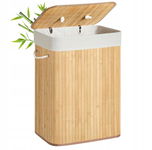 SONGMICS Bambusowy kosz na pranie, składany 72 L 40 x 30 x 60cm LCB10Y