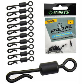 Q-Shaped Swing Snap Krętlik do Szybkiej Wymiany Przyponów 10 szt. Rozmiar 8