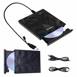 Zewnętrzny Napęd CD DVD USB USB-C Przenośna Nagrywarka Windows Mac Czarna