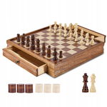 VEVOR Drewniane Szachy 380x380x25MM Kolor Orzecha 1,2KG