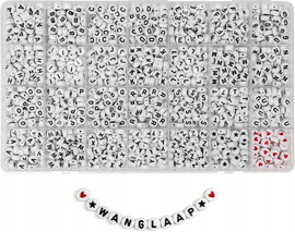 Koraliki do bransoletek biżuterii białe z literami A-Z okrągłe 1450 sztuk