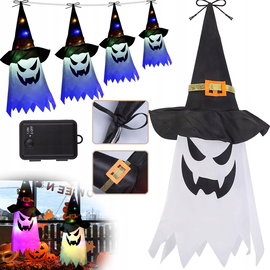5 SZT. WISZĄCY DUCH NA HALLOWEEN Z UPIORNYM OŚWIETLENIEM LED, WISZĄCE DUCHY