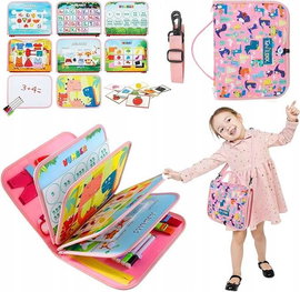 Tablica Manipulacyjna Sensoryczna książeczka Montessori 10 stron Różowy