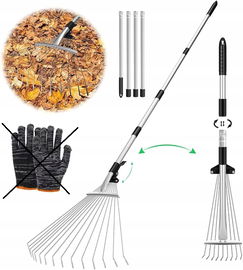 Grabie do liści wachlarzowe regulowane z trzonkiem 215 cm