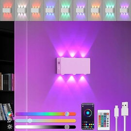 Lampop Kinkiet Wewnętrzny z Pilotem, Światło Góra-Dół, 12 RGB, Biały