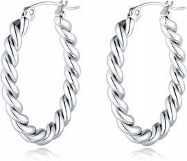 Kolczyki koła damskie srebrny kolor stal chirurgiczna