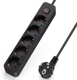 Listwa Zasilająca Aigostar z 5 Miejscami na Gniazda Czarna 3 Metrowa