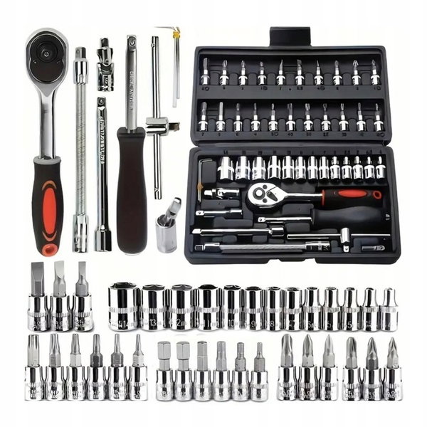 Klucze Nasadowe Imbus Torx 46 elem 1/4" Walizka Zestaw Kluczy Nasadowych