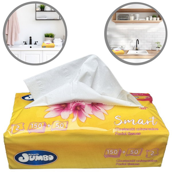 Wyciągane Chusteczki higieniczne 200 sztuk Słonik Jumbo SMART Folia Box